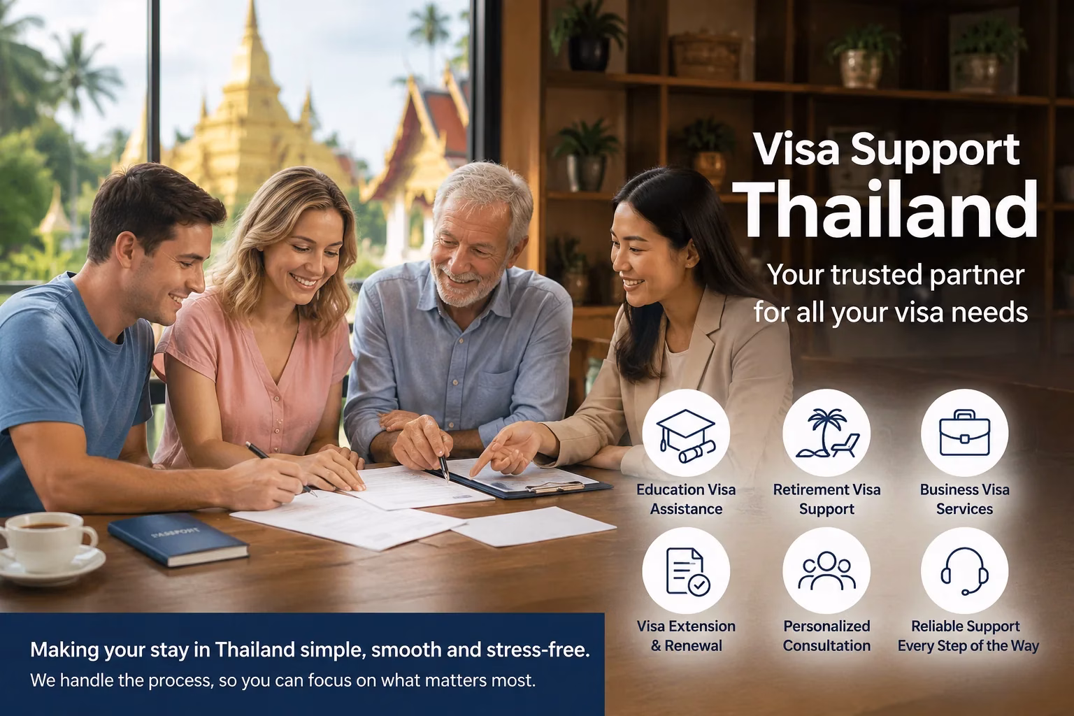 Visa Support Thailand office showing education and retirement visa services in Chiang Mai