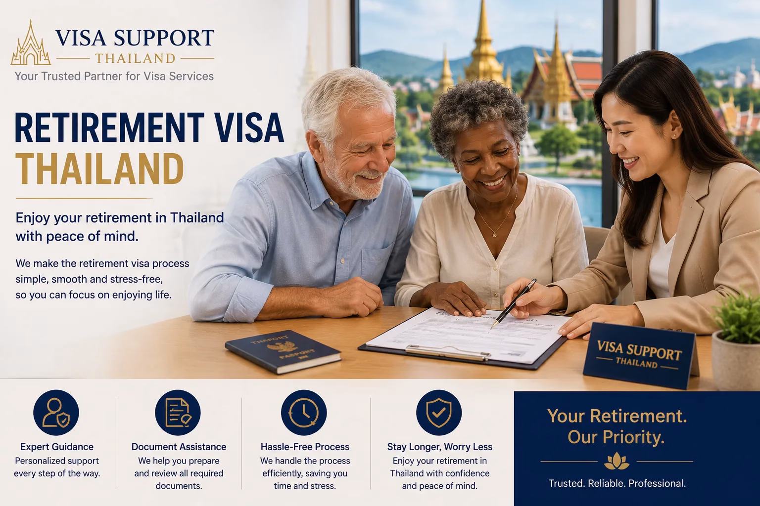 Visa Support Thailand assisting a foreign retiree with a Thailand retirement visa application in Chiang Mai