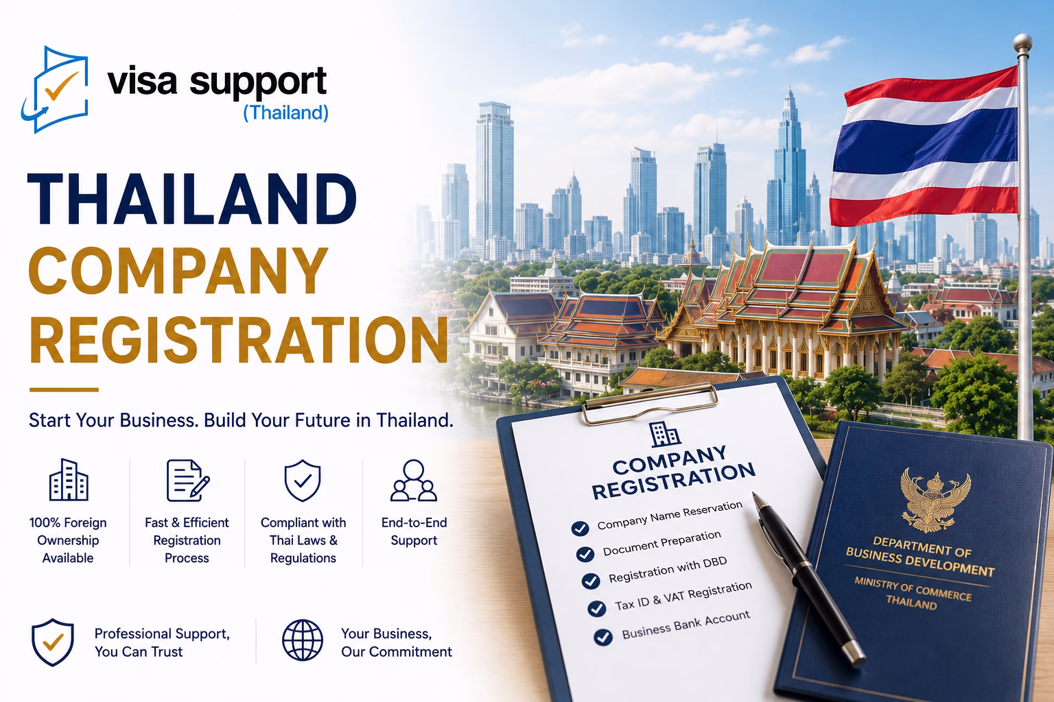Visa Support Thailand office assisting foreigners with company registration in Thailand