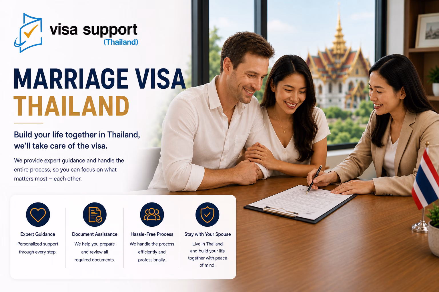 Visa Support Thailand assisting a married couple with Thailand marriage visa paperwork