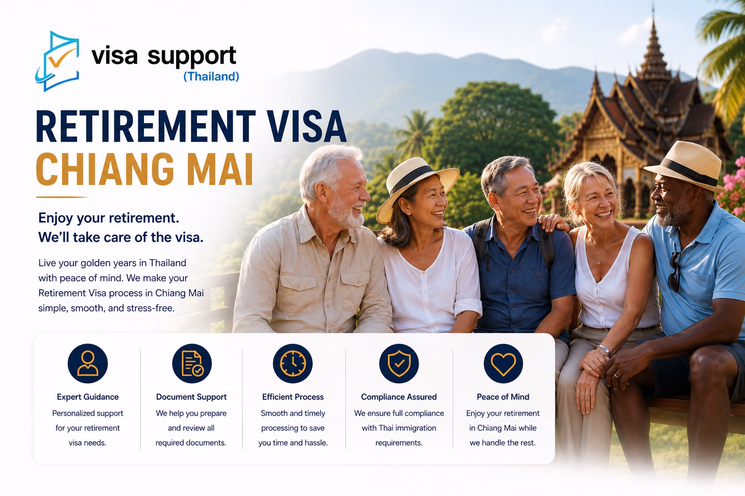 Visa Support Thailand assisting a foreign retiree with a Thailand retirement visa application in Chiang Mai