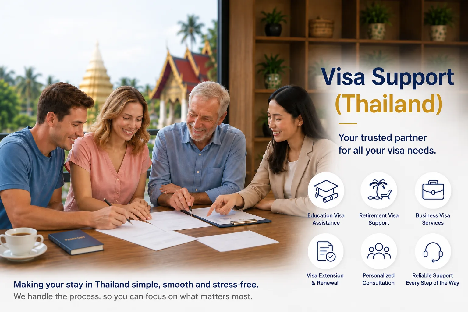 Visa Support Thailand office showing education and retirement visa services in Chiang Mai